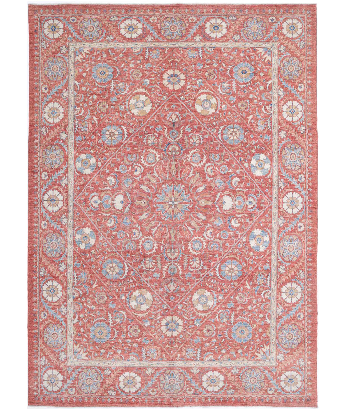 Suzani 7'11'' X 11'6'' Hand-Knotted Wool Rug 7'11'' x 11'6'' (238 X 345) / Red / Blue