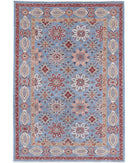 Suzani 6'7'' X 9'8'' Hand-Knotted Wool Rug 6'7'' x 9'8'' (198 X 290) / Blue / Red