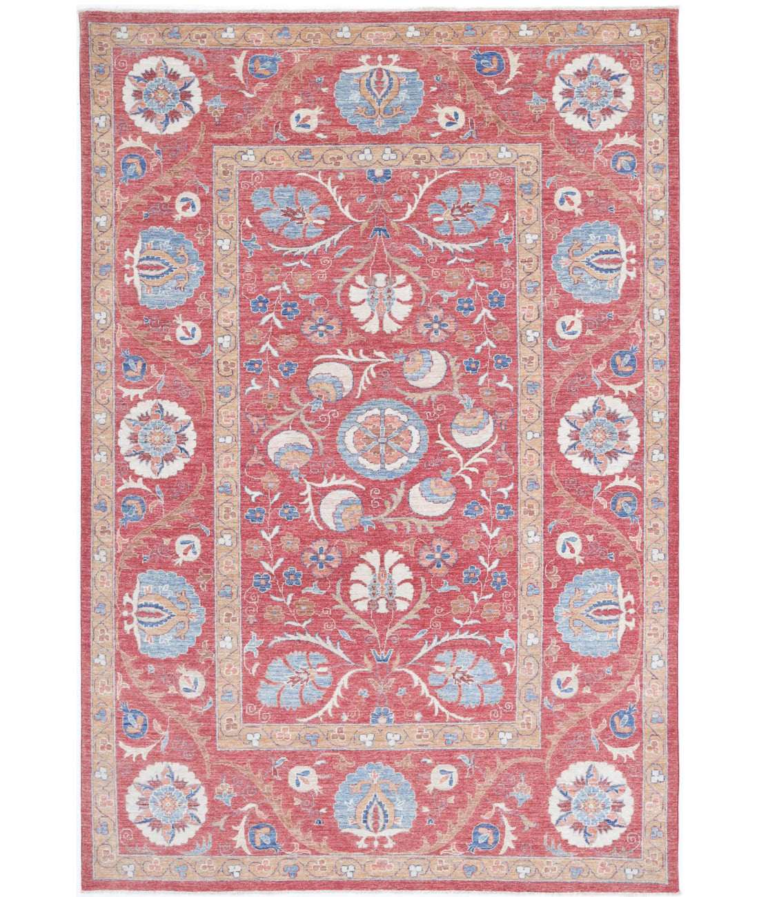 Suzani 6'7'' X 9'10'' Hand-Knotted Wool Rug 6'7'' x 9'10'' (198 X 295) / Red / Rust