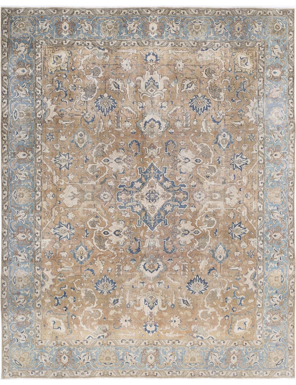Tabriz 9' 4" X 11' 9" Hand-Knotted Wool Rug 9' 4" X 11' 9" (284 X 358) / Tan / Blue