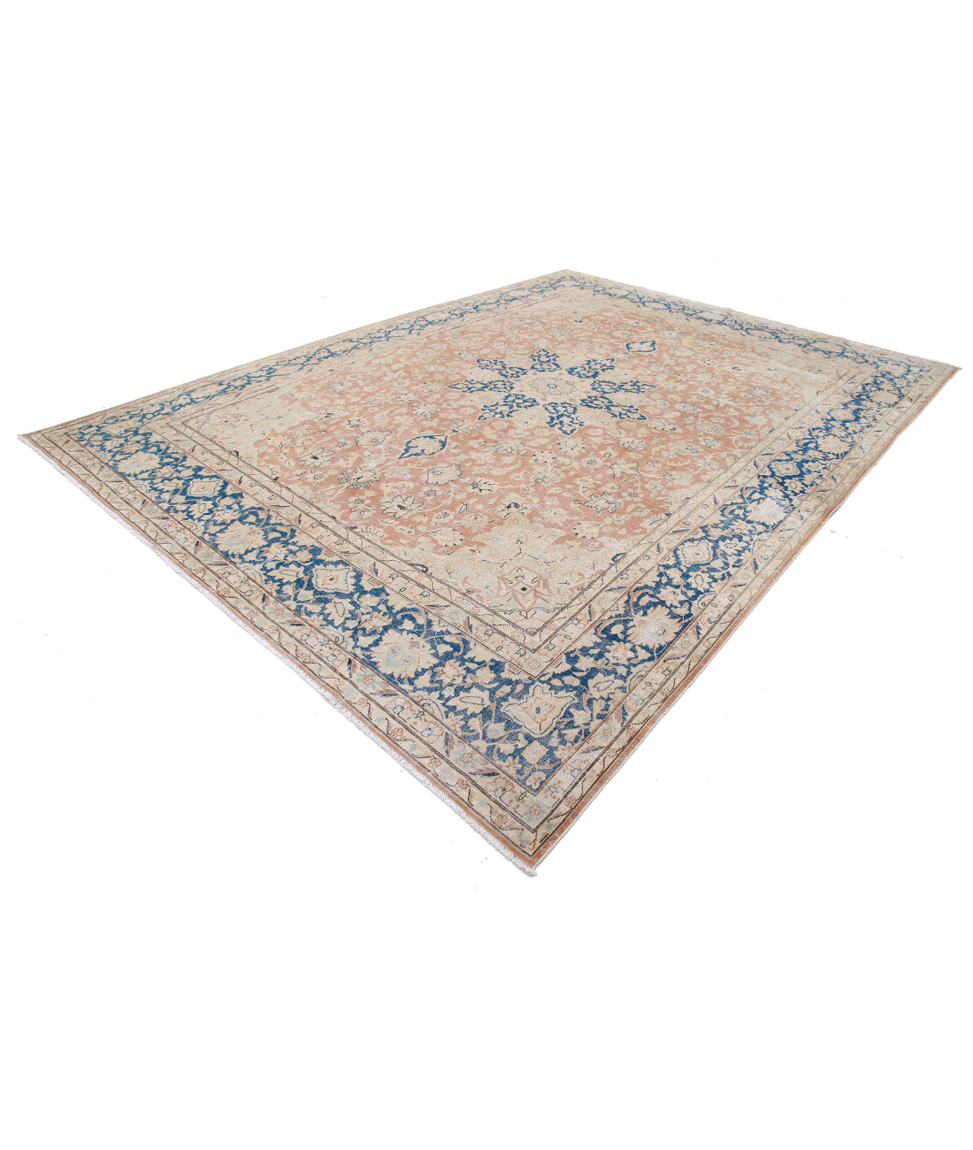 Vintage 9'9'' X 12'11'' Hand-Knotted Wool Rug 9'9'' x 12'11'' (293 X 388) / Ivory / Blue