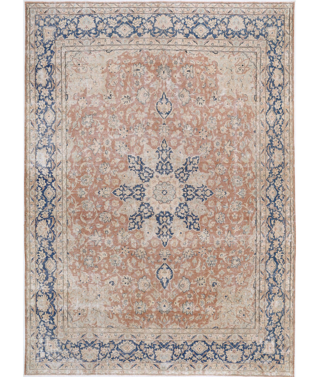 Vintage 9'9'' X 12'11'' Hand-Knotted Wool Rug 9'9'' x 12'11'' (293 X 388) / Ivory / Blue