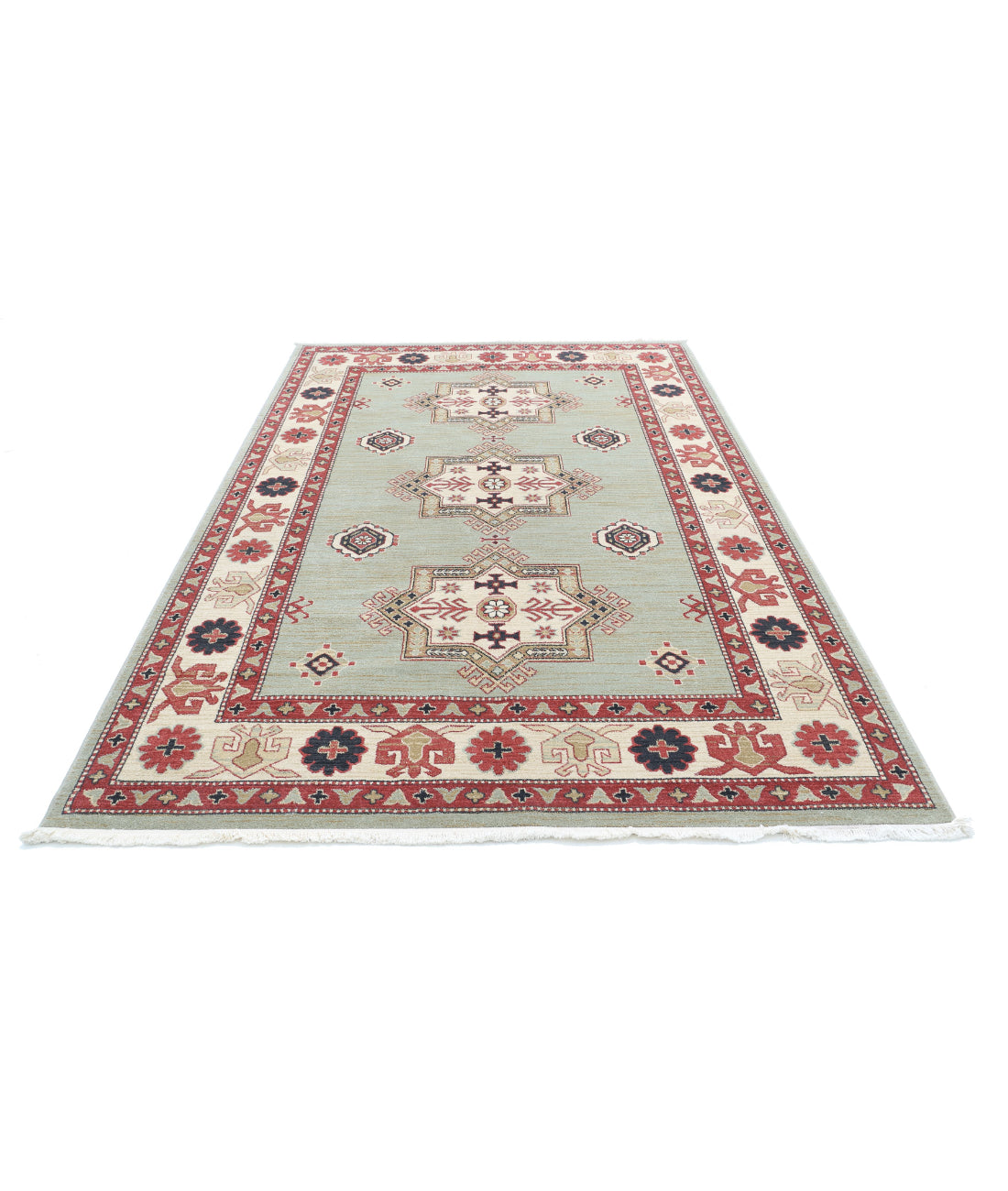 Vista 6'4'' X 9'10'' Power-Loomed Wool Rug 6'4'' x 9'10'' (190 X 295) / Green / Ivory