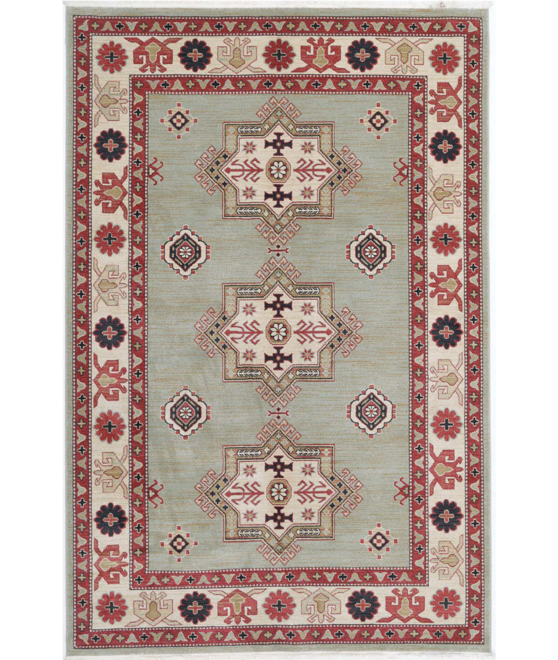 Vista 6'4'' X 9'10'' Power-Loomed Wool Rug 6'4'' x 9'10'' (190 X 295) / Green / Ivory