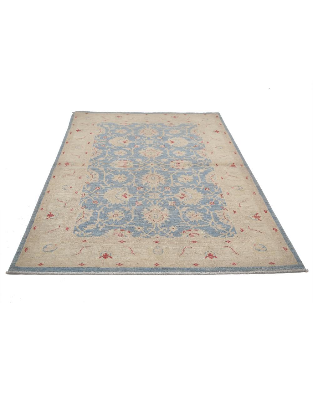 Ziegler 4' 1" X 6' 2" Hand-Knotted Wool Rug 4' 1" X 6' 2" (124 X 188) / Blue / Ivory