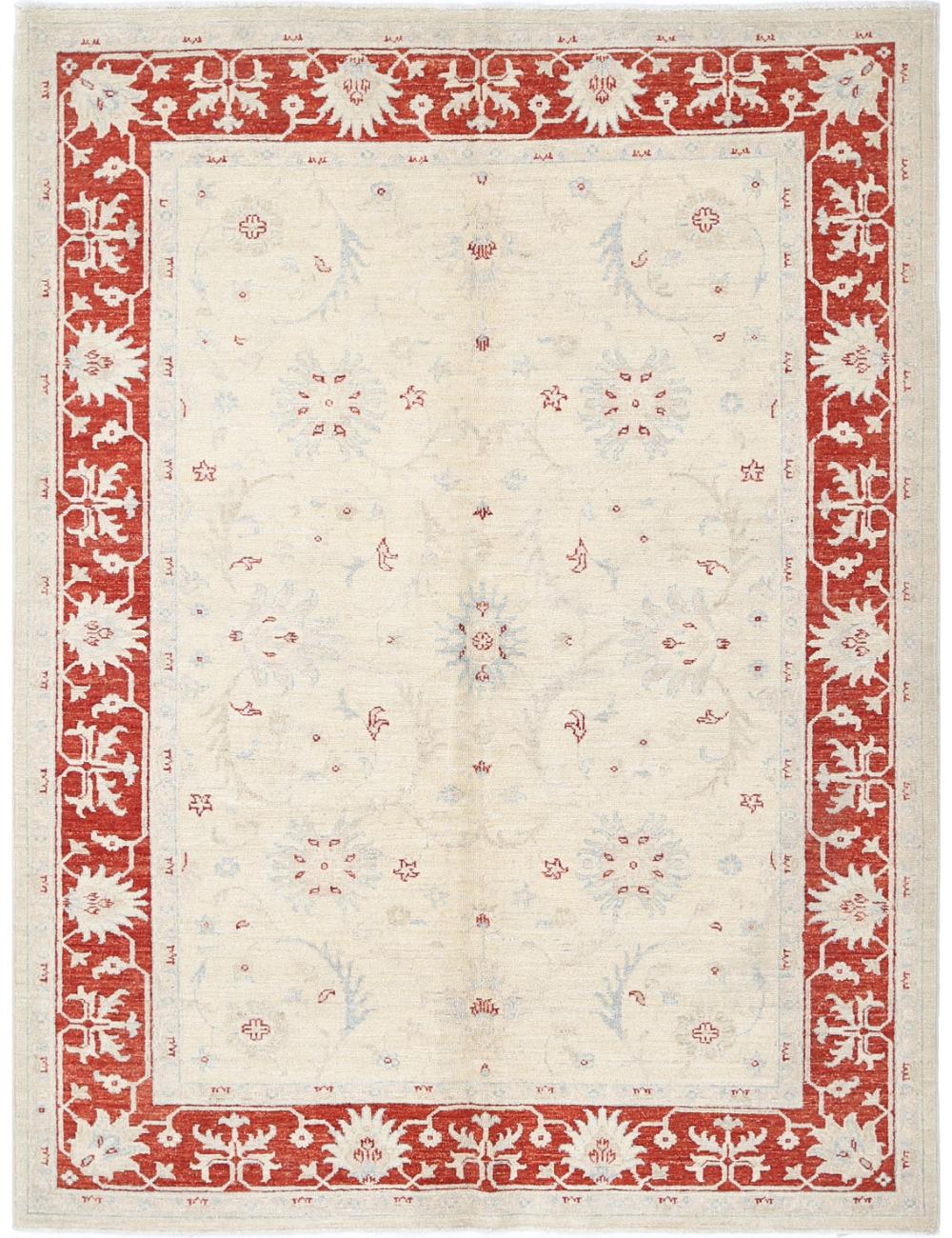 Ziegler 5' 0" X 6' 6" Hand-Knotted Wool Rug 5' 0" X 6' 6" (152 X 198) / Ivory / Red