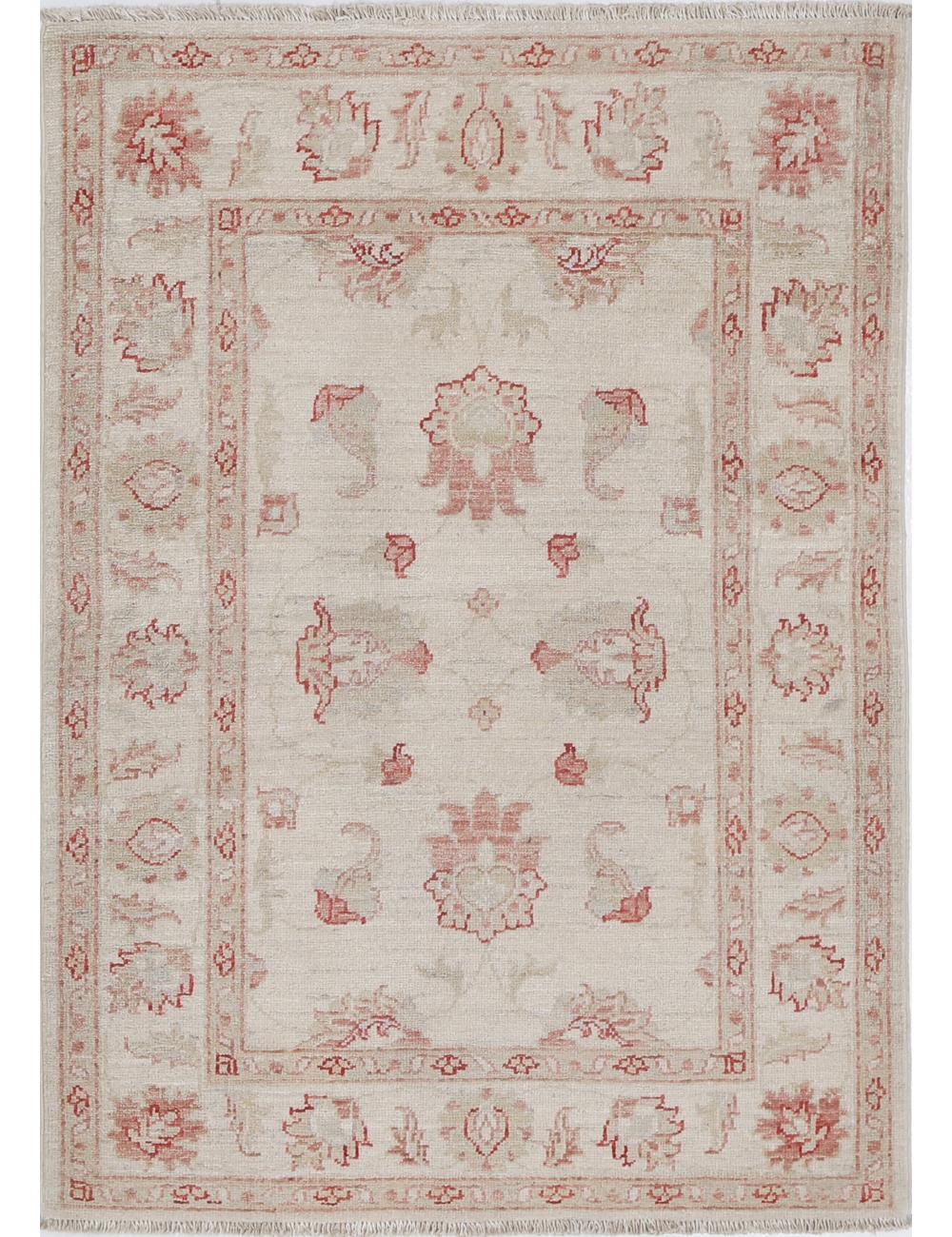 Ziegler 2' 9" X 3' 9" Hand-Knotted Wool Rug 2' 9" X 3' 9" (84 X 114) / Ivory / Red