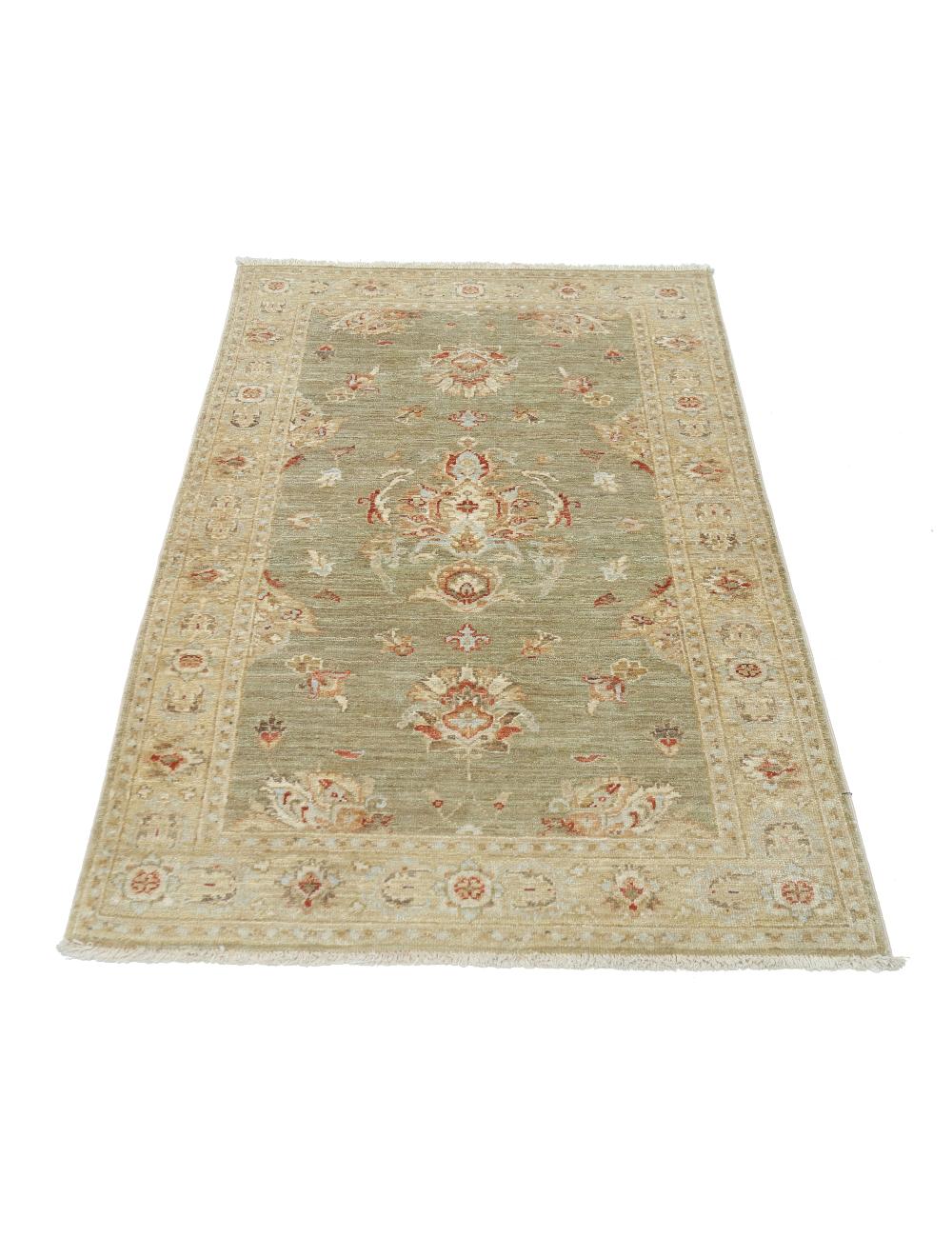 Ziegler 2' 11" X 4' 9" Hand-Knotted Wool Rug 2' 11" X 4' 9" (89 X 145) / Green / Beige