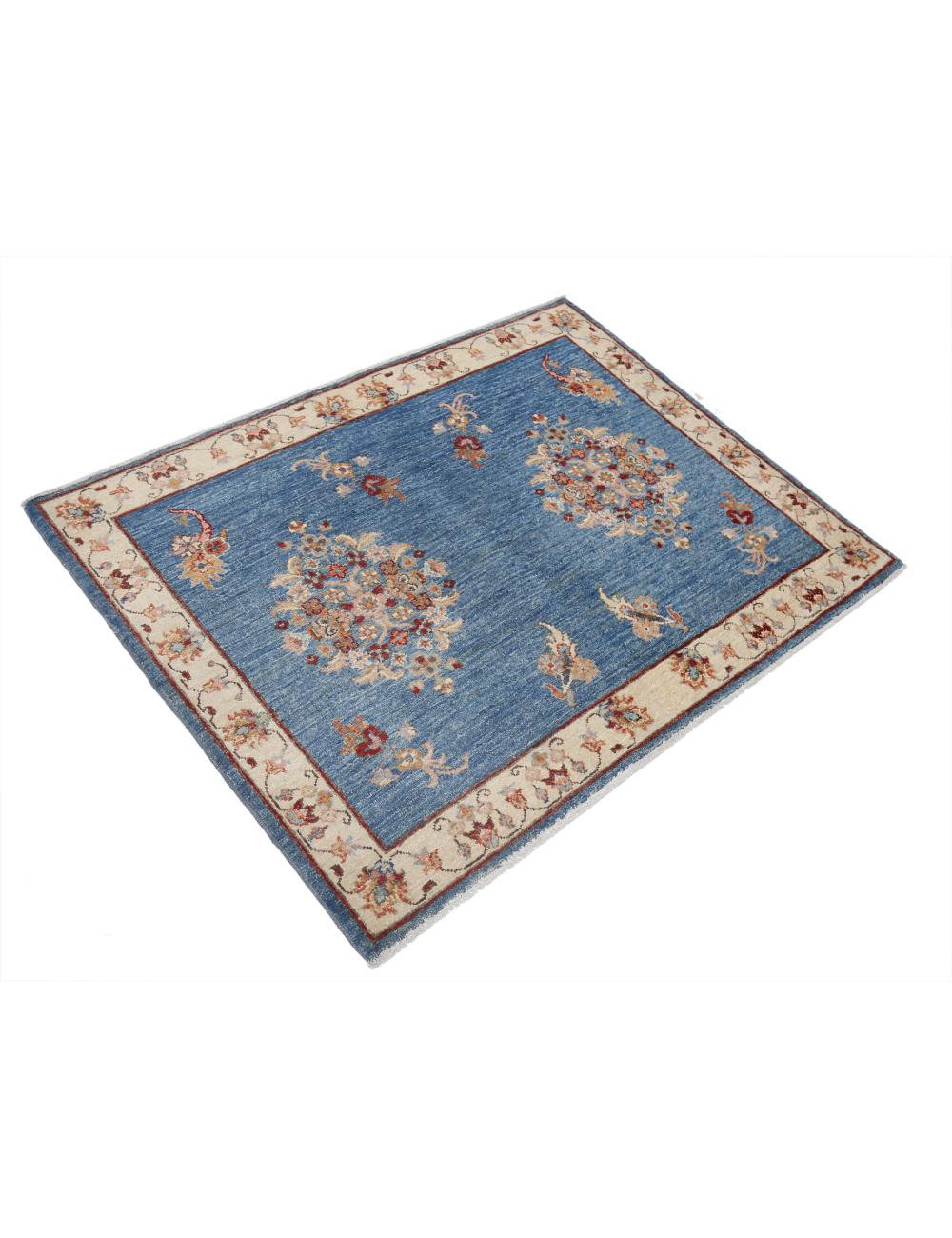 Ziegler 3' 0" X 4' 0" Hand-Knotted Wool Rug 3' 0" X 4' 0" (91 X 122) / Blue / Ivory