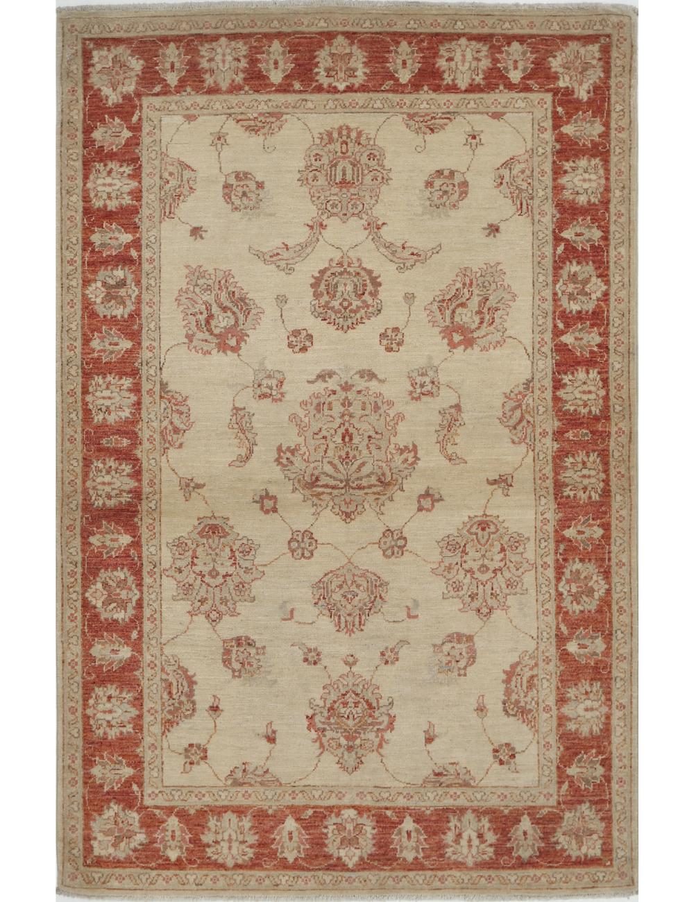 Ziegler 3' 11" X 6' 1" Hand-Knotted Wool Rug 3' 11" X 6' 1" (119 X 185) / Ivory / Red