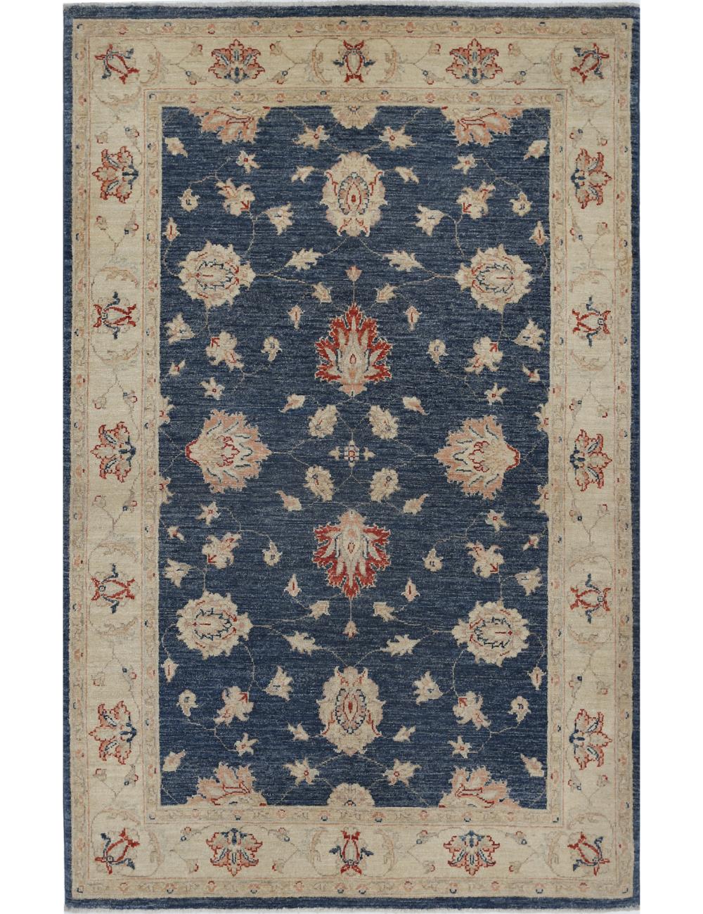 Ziegler 3' 11" X 6' 2" Hand-Knotted Wool Rug 3' 11" X 6' 2" (119 X 188) / Blue / Ivory