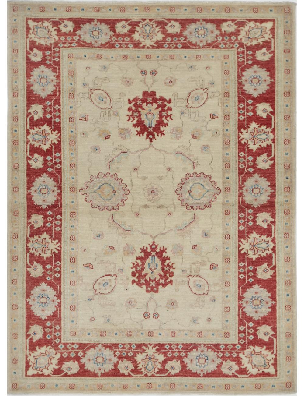 Ziegler 3' 10" X 5' 2" Hand-Knotted Wool Rug 3' 10" X 5' 2" (117 X 157) / Ivory / Red