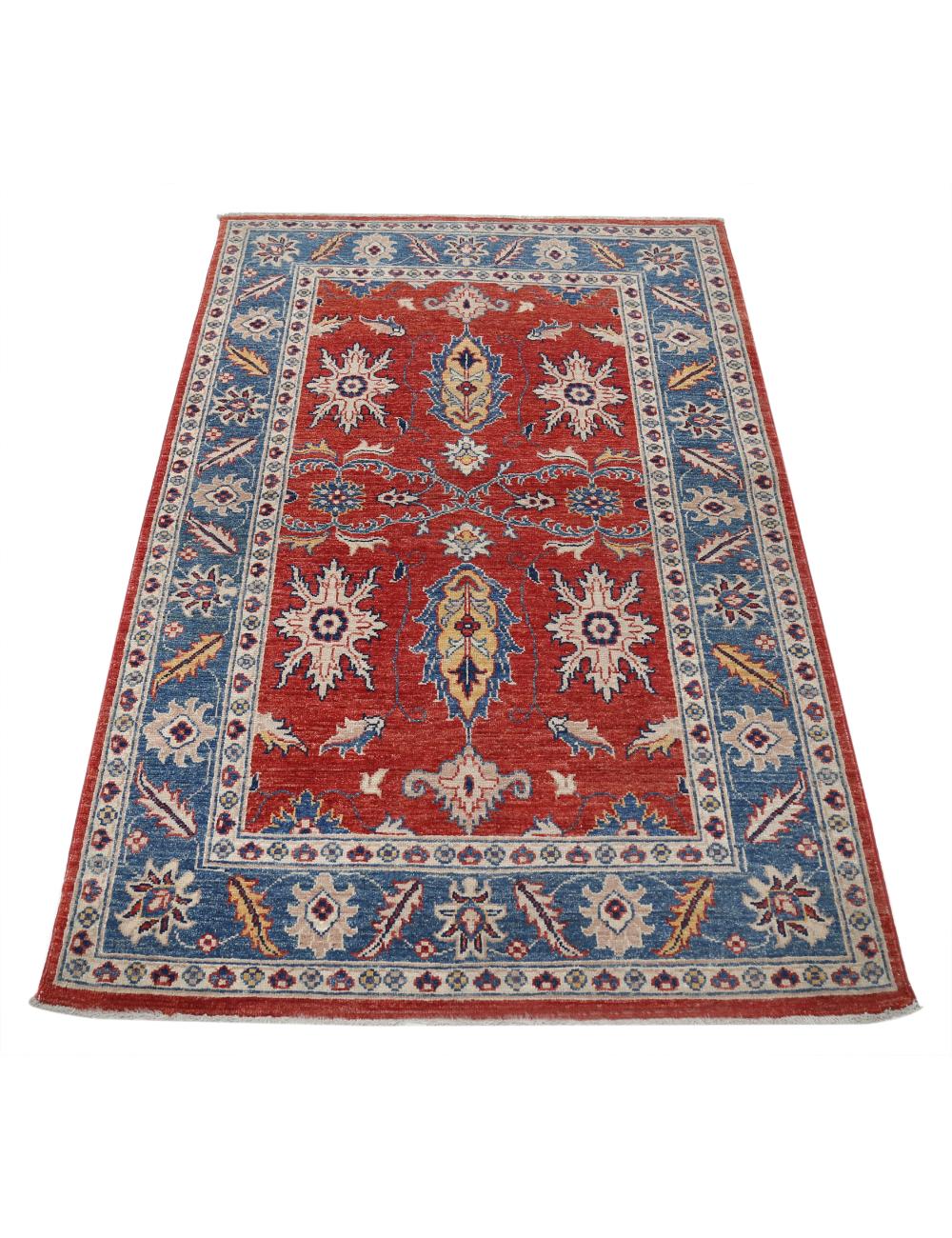 Ziegler 3' 4" X 5' 0" Hand-Knotted Wool Rug 3' 4" X 5' 0" (102 X 152) / Red / Blue