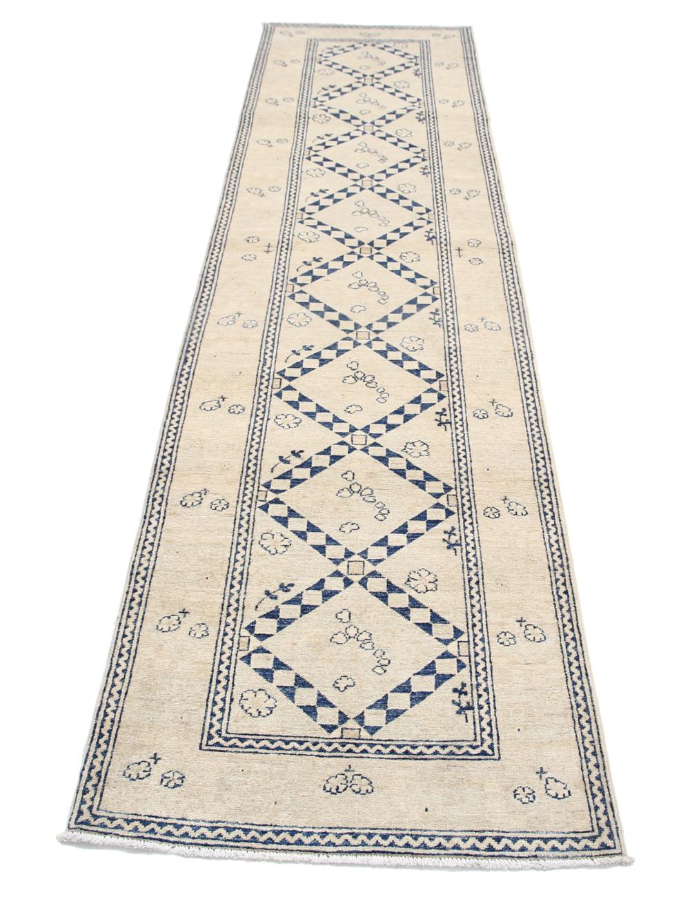 Ziegler 2' 6" X 9' 11" Hand-Knotted Wool Rug 2' 6" X 9' 11" (76 X 302) / Ivory / Blue
