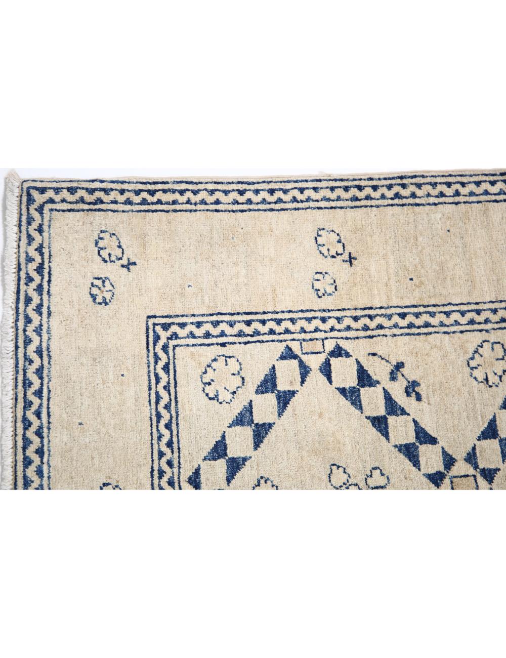 Ziegler 2' 6" X 9' 11" Hand-Knotted Wool Rug 2' 6" X 9' 11" (76 X 302) / Ivory / Blue