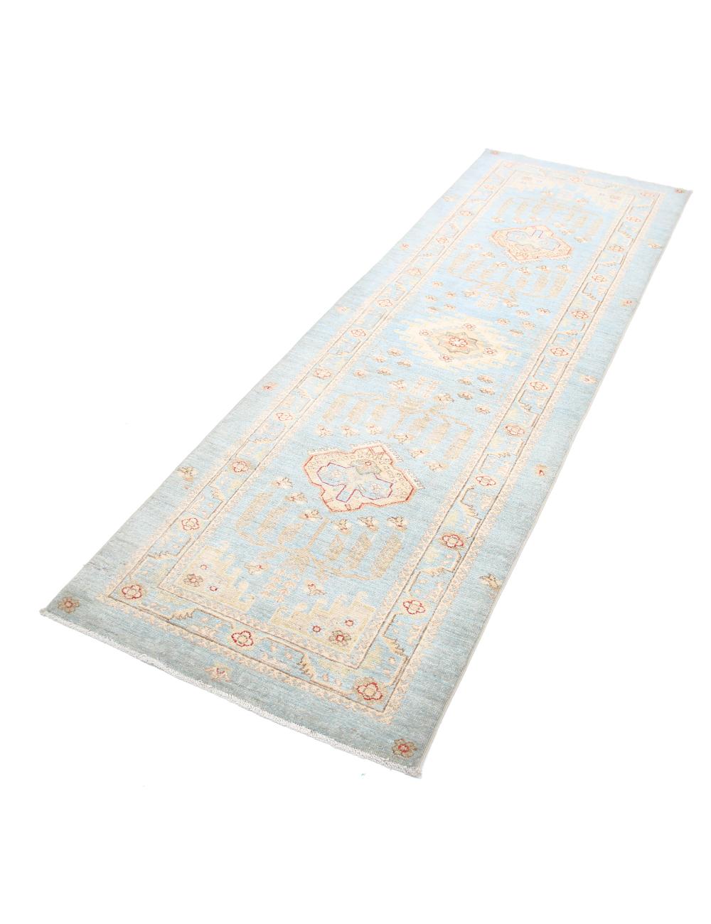 Ziegler 2' 8" X 8' 2" Hand-Knotted Wool Rug 2' 8" X 8' 2" (81 X 249) / Blue / Ivory