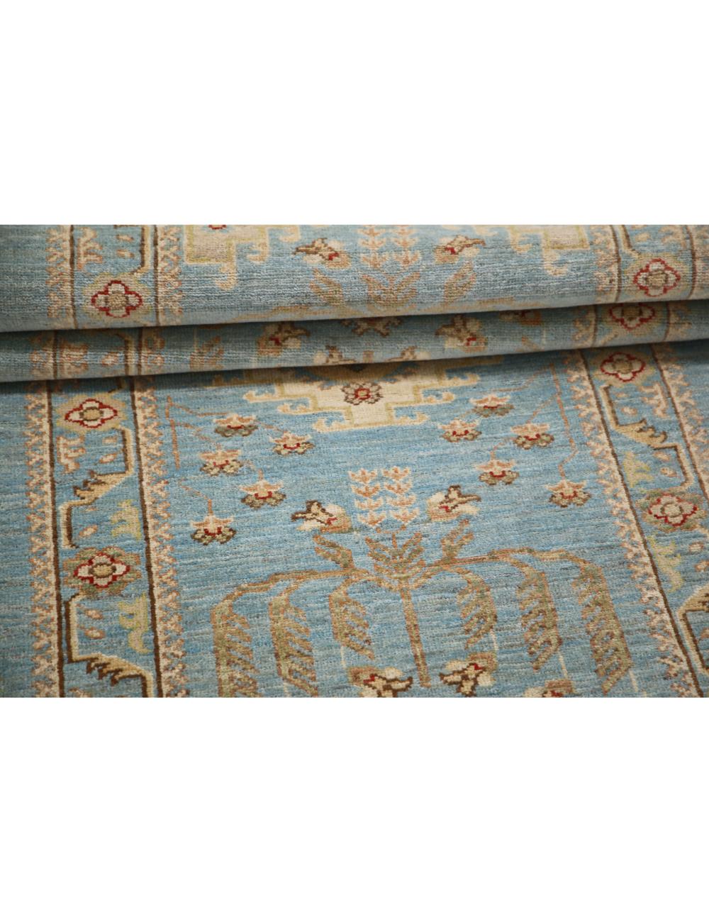 Ziegler 2' 8" X 8' 2" Hand-Knotted Wool Rug 2' 8" X 8' 2" (81 X 249) / Blue / Ivory