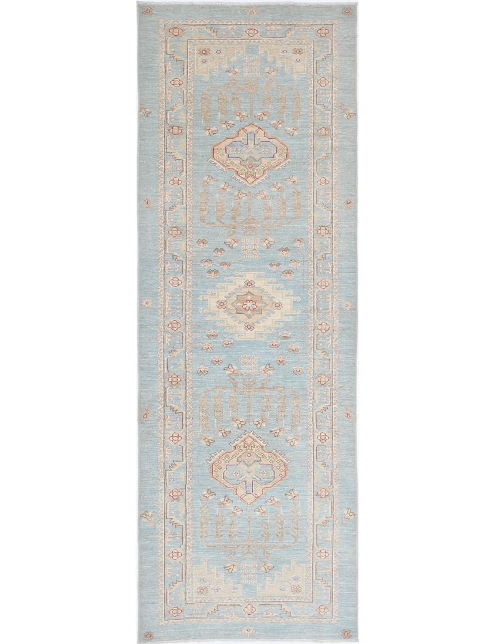 Ziegler 2' 8" X 8' 2" Hand-Knotted Wool Rug 2' 8" X 8' 2" (81 X 249) / Blue / Ivory