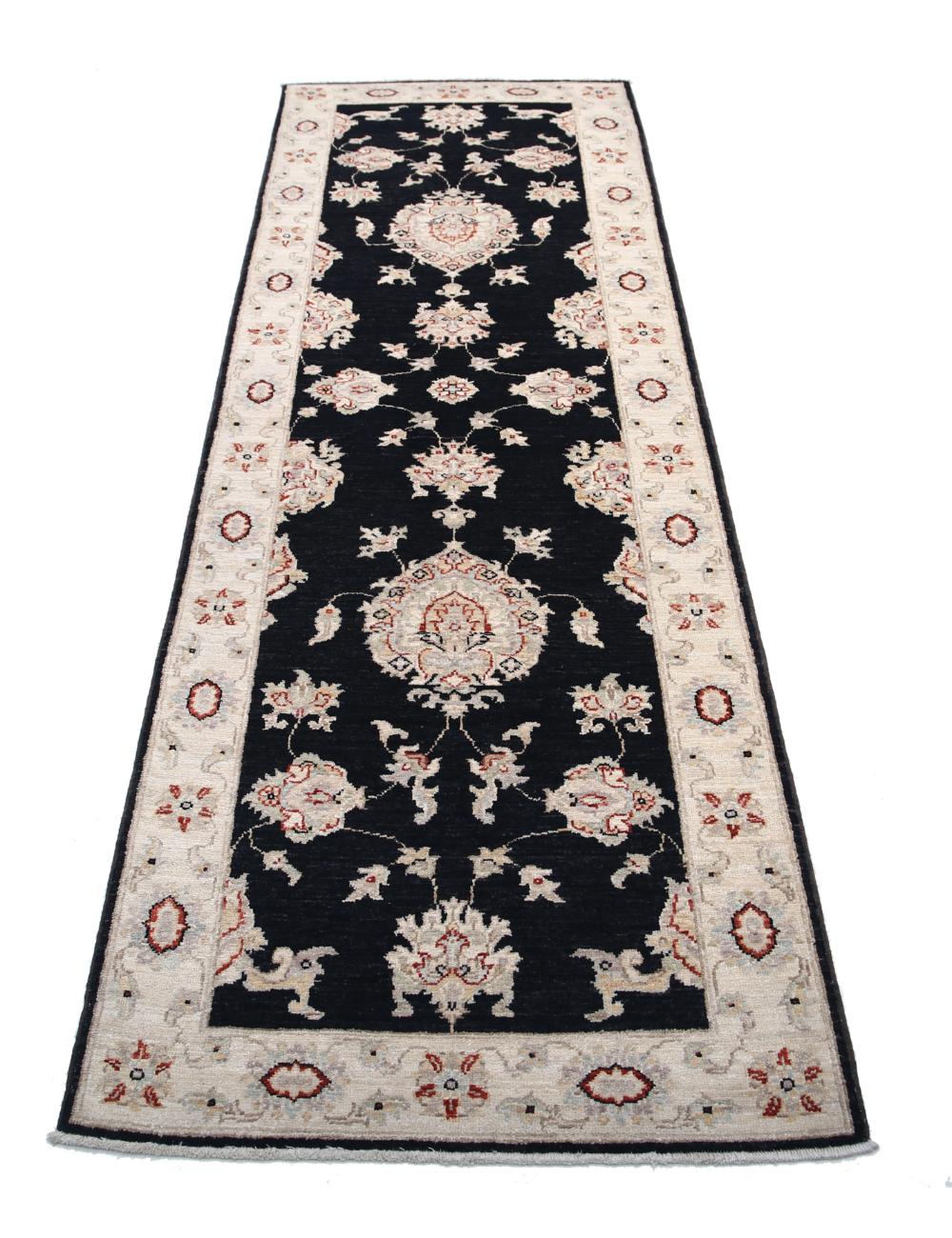 Ziegler 2' 7" X 8' 3" Hand-Knotted Wool Rug 2' 7" X 8' 3" (79 X 251) / Black / Ivory