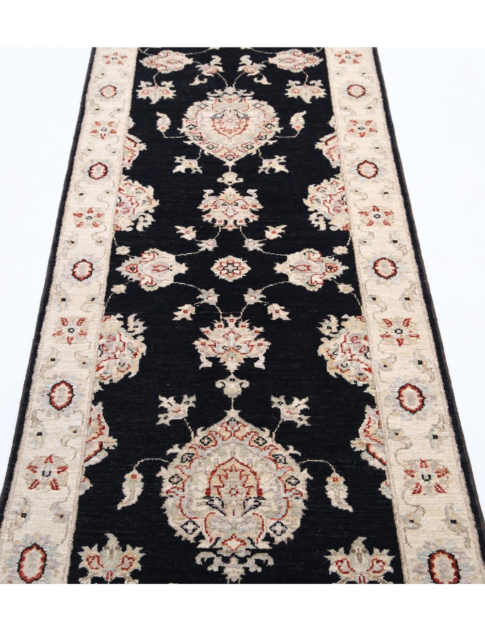 Ziegler 2' 7" X 8' 3" Hand-Knotted Wool Rug 2' 7" X 8' 3" (79 X 251) / Black / Ivory