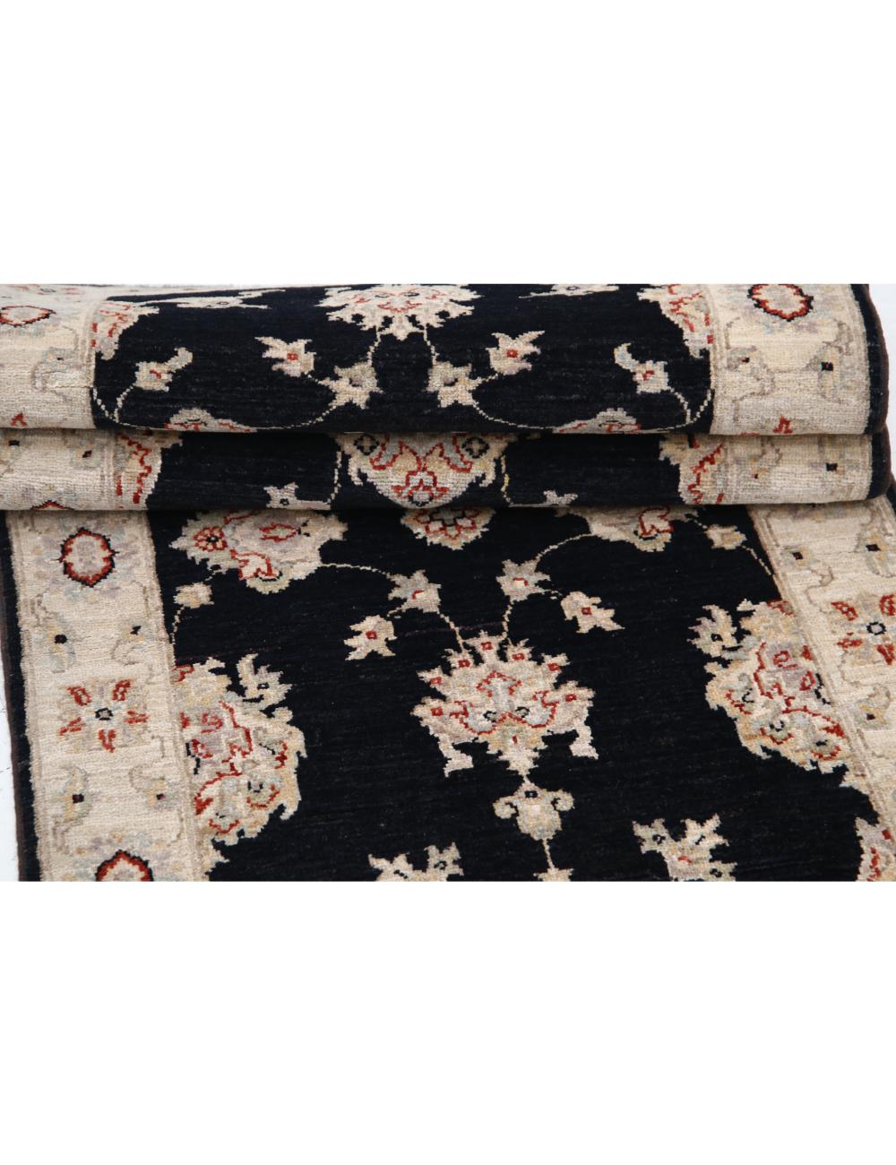 Ziegler 2' 7" X 8' 3" Hand-Knotted Wool Rug 2' 7" X 8' 3" (79 X 251) / Black / Ivory