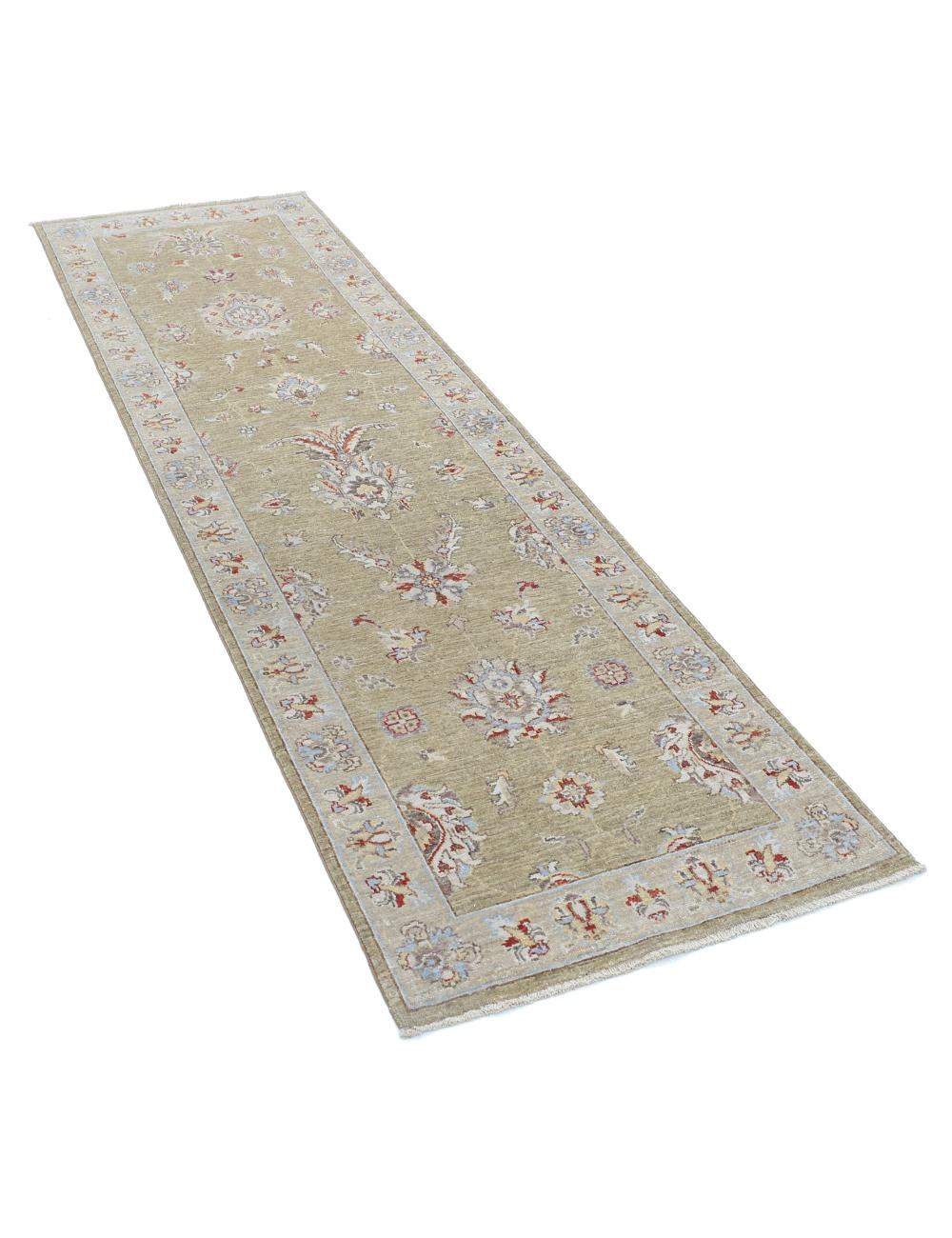 Ziegler 2' 6" X 8' 0" Hand-Knotted Wool Rug 2' 6" X 8' 0" (76 X 244) / Green / Grey
