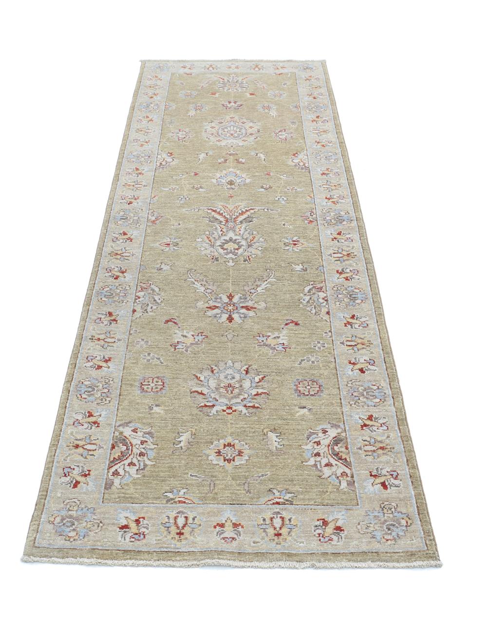 Ziegler 2' 6" X 8' 0" Hand-Knotted Wool Rug 2' 6" X 8' 0" (76 X 244) / Green / Grey