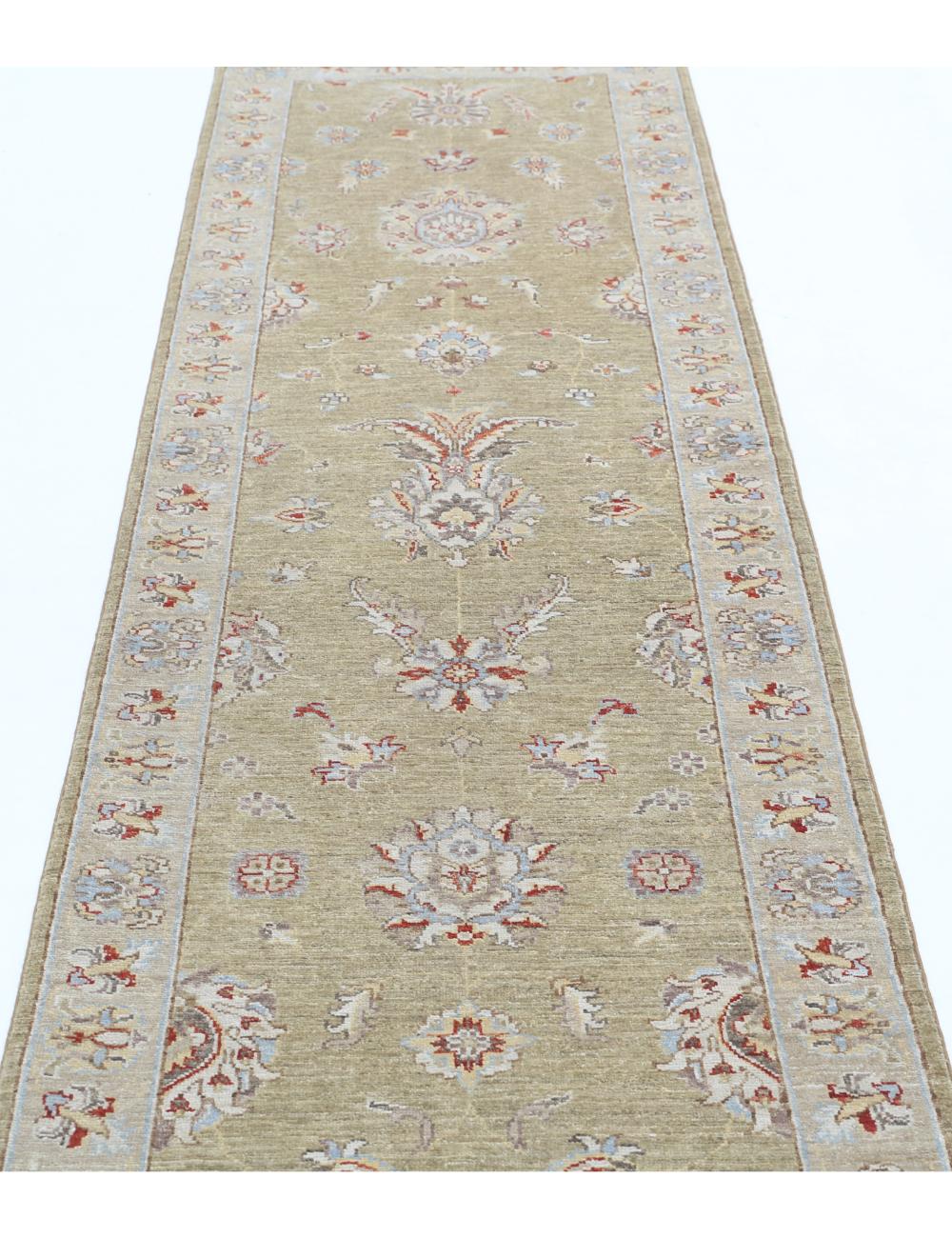 Ziegler 2' 6" X 8' 0" Hand-Knotted Wool Rug 2' 6" X 8' 0" (76 X 244) / Green / Grey