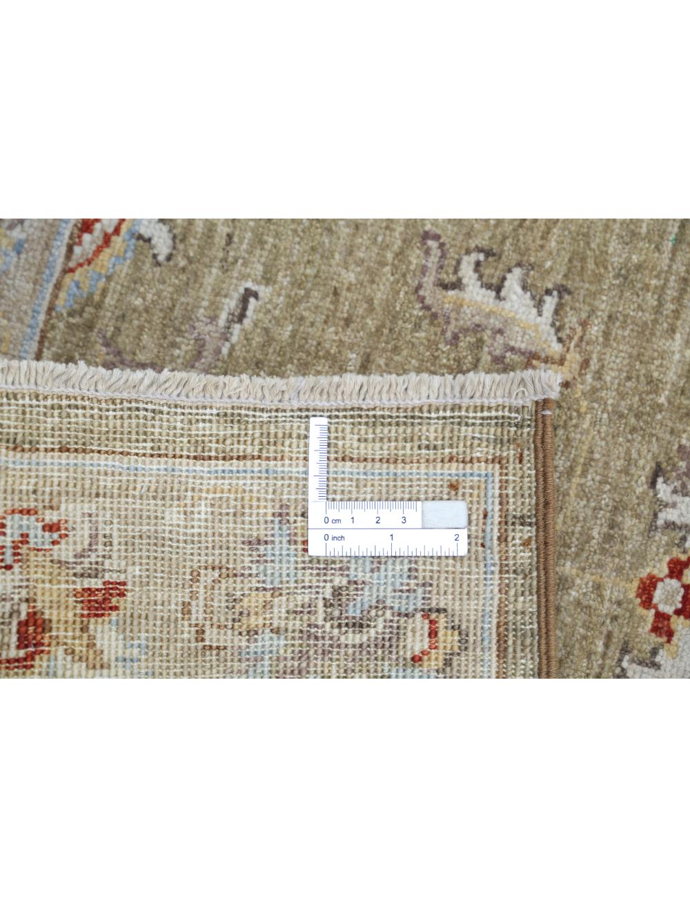 Ziegler 2' 6" X 8' 0" Hand-Knotted Wool Rug 2' 6" X 8' 0" (76 X 244) / Green / Grey