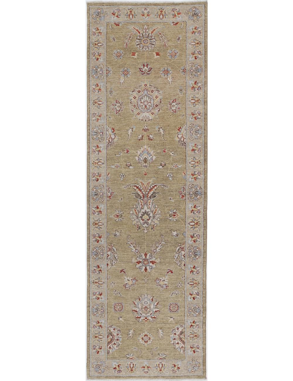 Ziegler 2' 6" X 8' 0" Hand-Knotted Wool Rug 2' 6" X 8' 0" (76 X 244) / Green / Grey