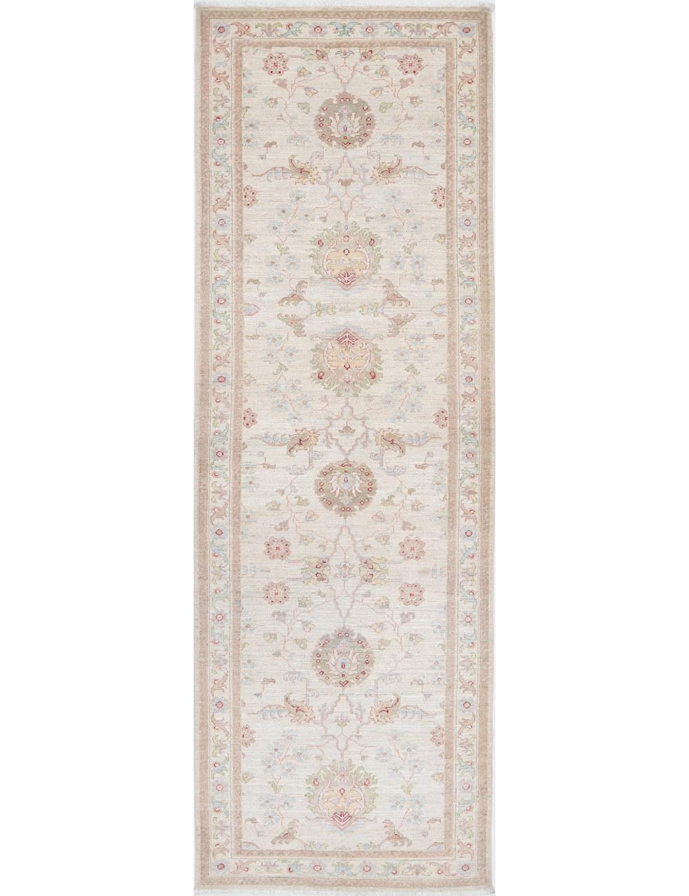 Ziegler 2' 8" X 8' 4" Hand-Knotted Wool Rug 2' 8" X 8' 4" (81 X 254) / Ivory / Blue