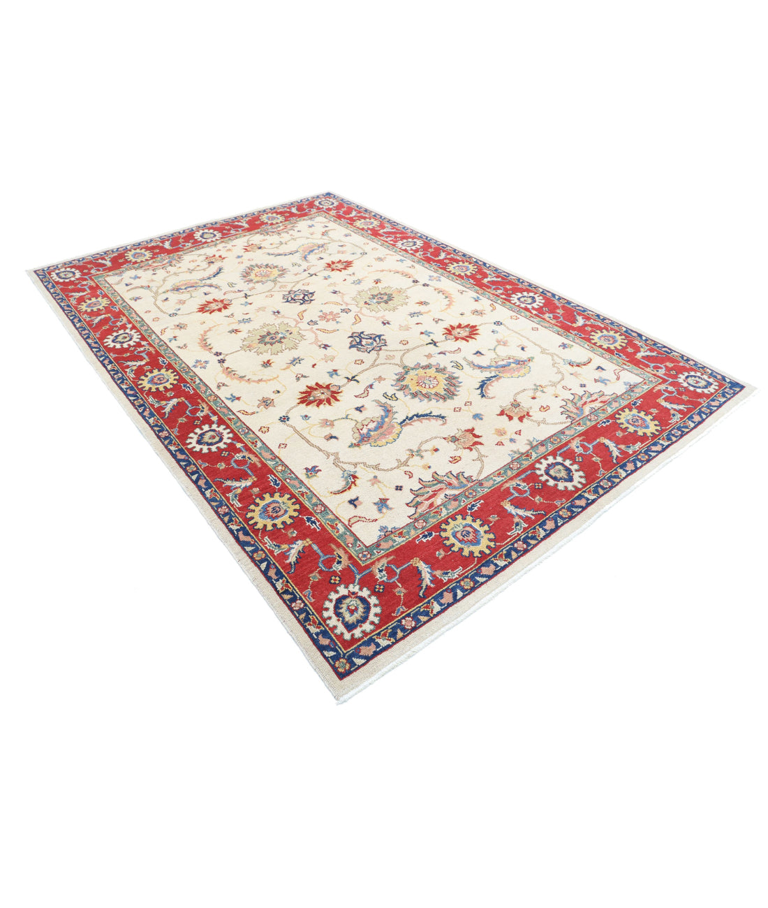 Ziegler 6'7'' X 9'3'' Hand-Knotted Wool Rug 6'7'' x 9'3'' (198 X 278) / Ivory / Red