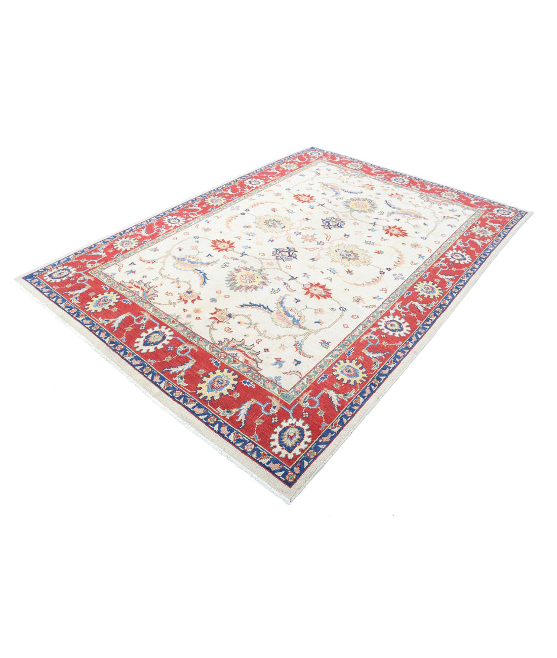 Ziegler 6'7'' X 9'3'' Hand-Knotted Wool Rug 6'7'' x 9'3'' (198 X 278) / Ivory / Red