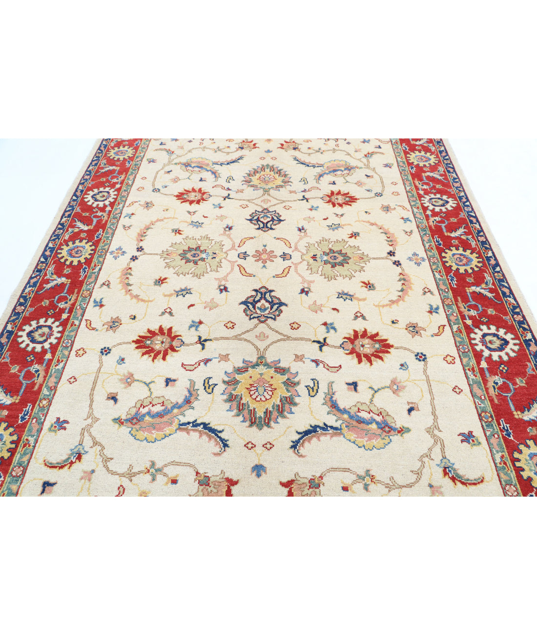 Ziegler 6'7'' X 9'3'' Hand-Knotted Wool Rug 6'7'' x 9'3'' (198 X 278) / Ivory / Red