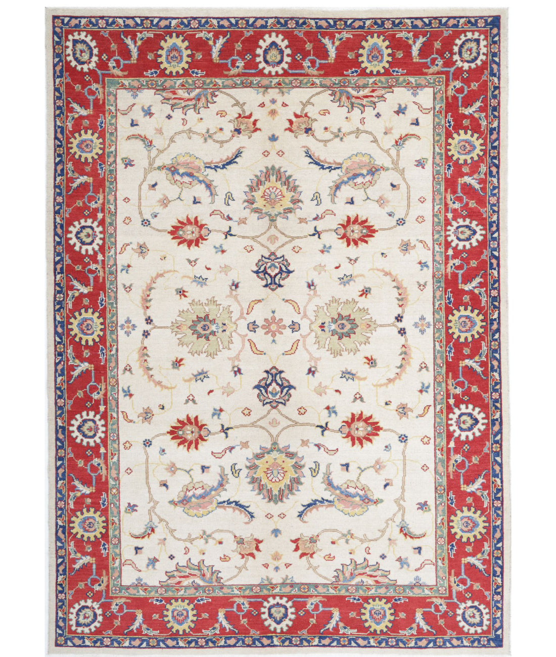 Ziegler 6'7'' X 9'3'' Hand-Knotted Wool Rug 6'7'' x 9'3'' (198 X 278) / Ivory / Red