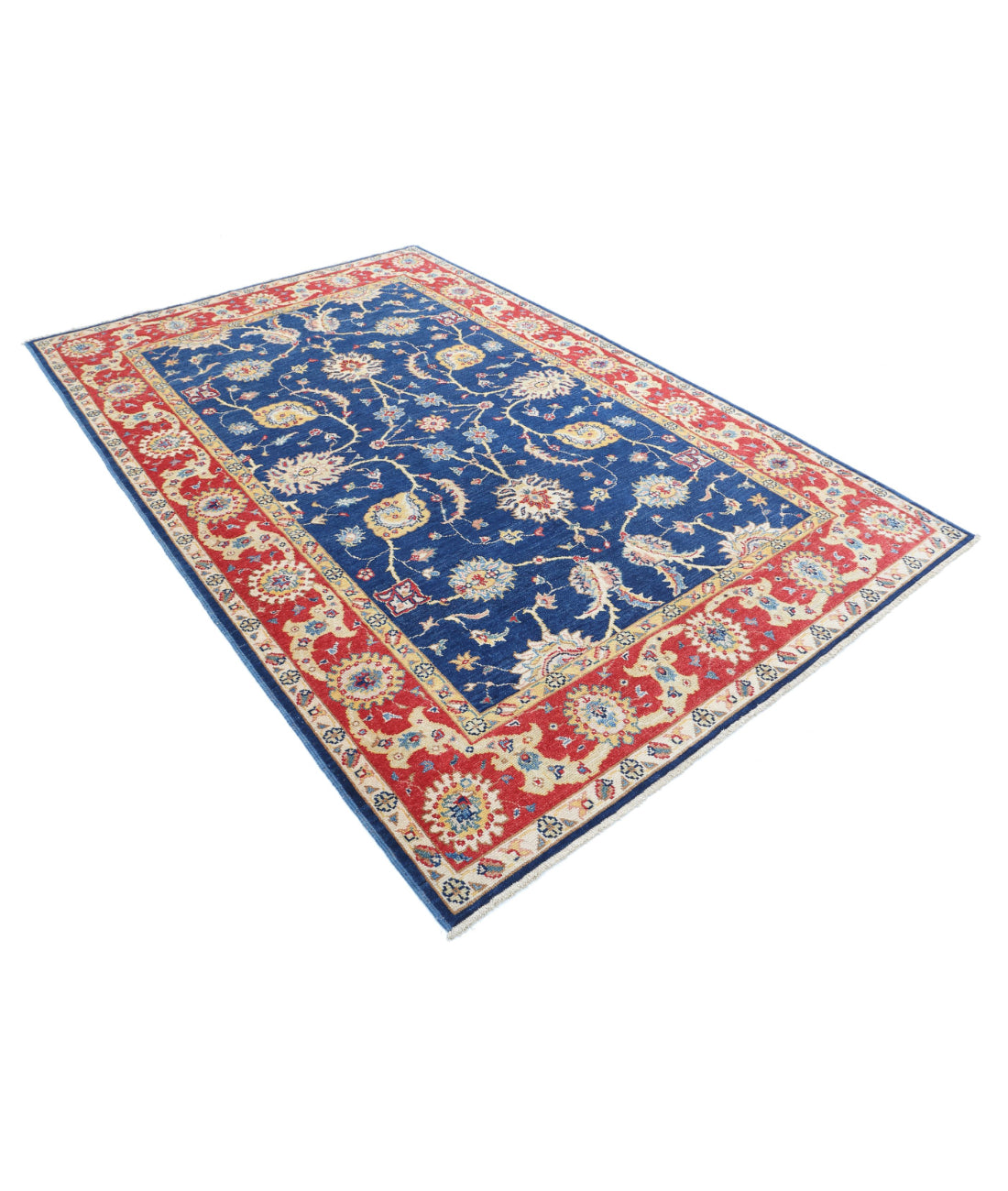 Ziegler 6'2'' X 9'2'' Hand-Knotted Wool Rug 6'2'' x 9'2'' (185 X 275) / Blue / Red