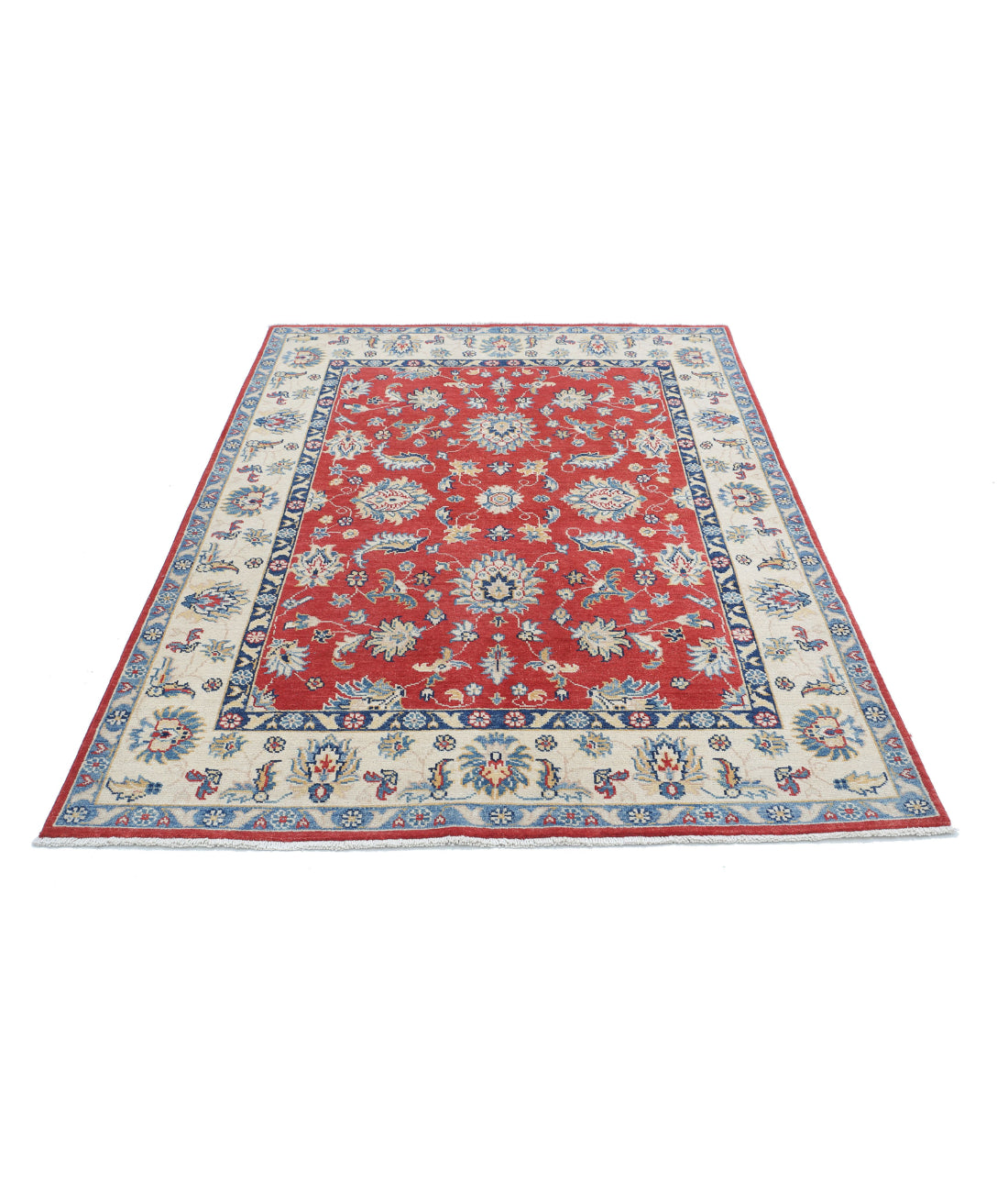 Ziegler 4'9'' X 6'8'' Hand-Knotted Wool Rug 4'9'' x 6'8'' (143 X 200) / Red / Ivory