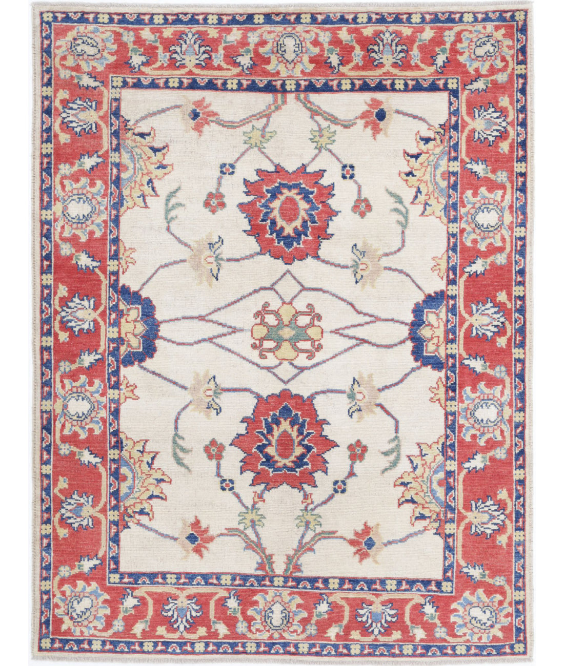 Ziegler 5'1'' X 6'9'' Hand-Knotted Wool Rug 5'1'' x 6'9'' (153 X 203) / Ivory / Red