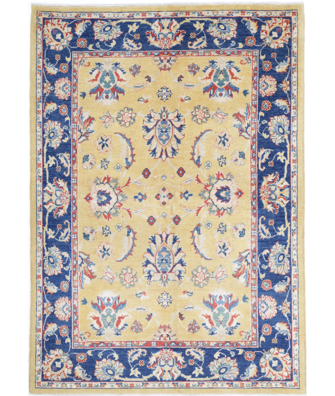 Ziegler 4'9'' X 6'8'' Hand-Knotted Wool Rug 4'9'' x 6'8'' (143 X 200) / Gold / Blue