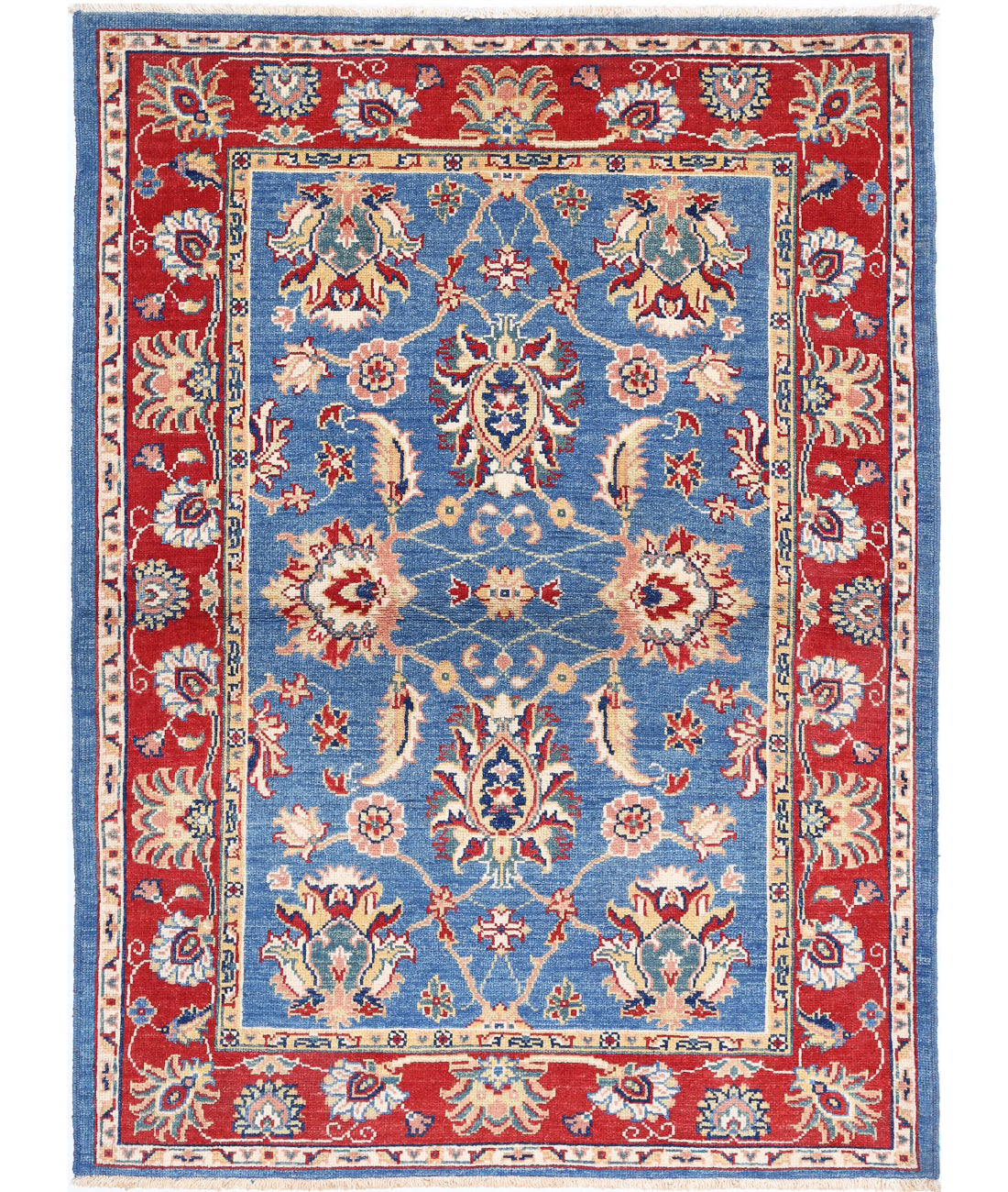 Ziegler 4'2'' X 5'10'' Hand-Knotted Wool Rug 4'2'' x 5'10'' (125 X 175) / Blue / Red