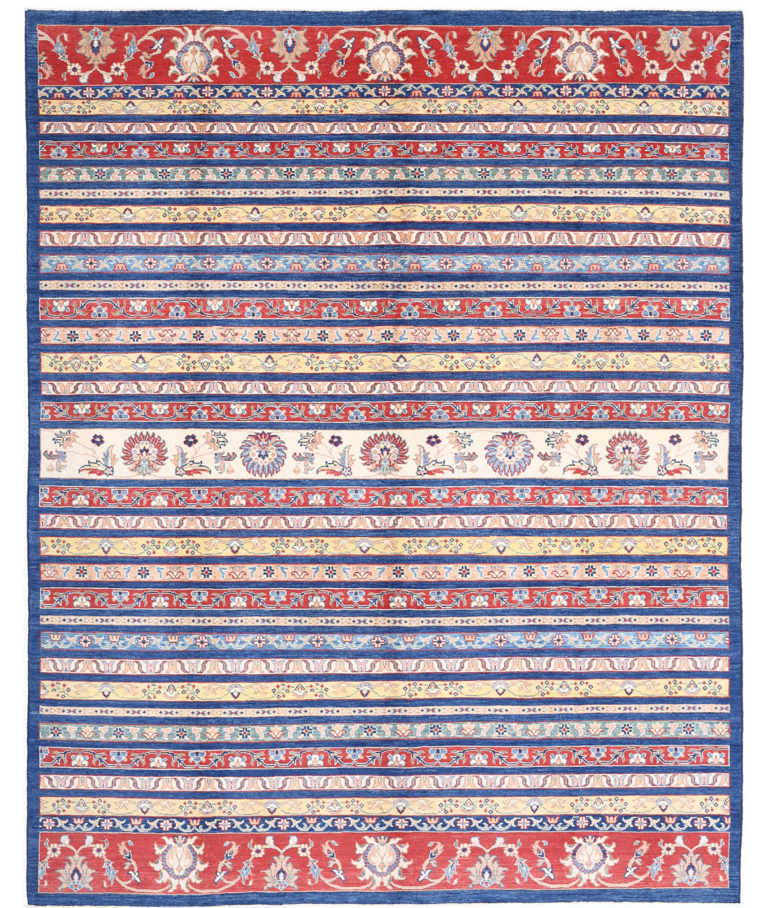 Khurjeen 9'0'' X 11'7'' Hand-Knotted Wool Rug 9'0'' x 11'7'' (270 X 348) / Blue / Red