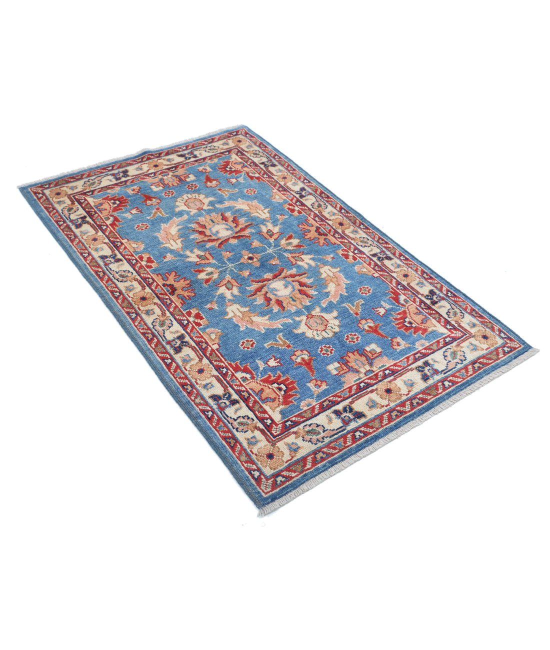 Ziegler 3'0'' X 4'9'' Hand-Knotted Wool Rug 3'0'' x 4'9'' (90 X 143) / Blue / Ivory