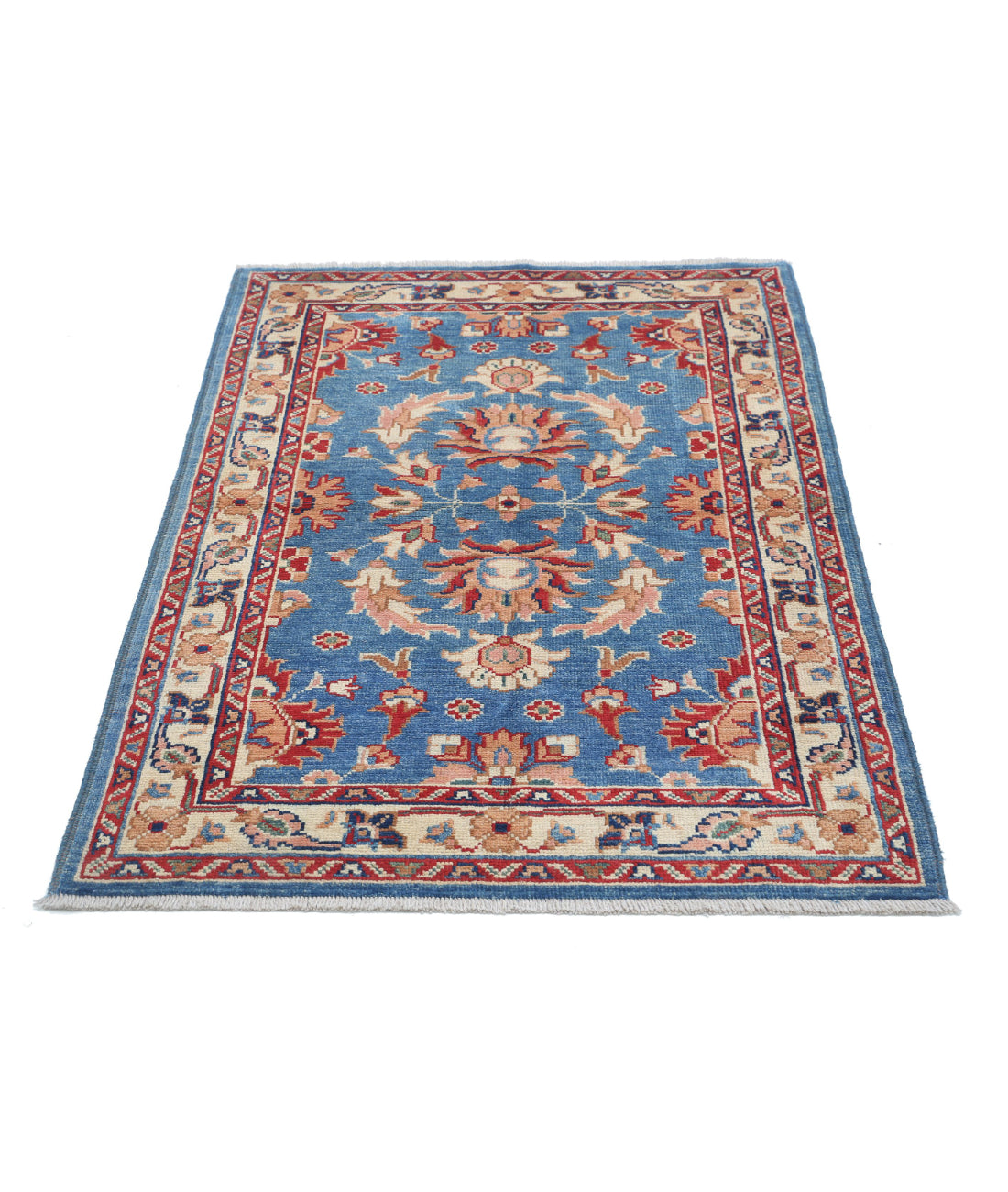 Ziegler 3'0'' X 4'9'' Hand-Knotted Wool Rug 3'0'' x 4'9'' (90 X 143) / Blue / Ivory
