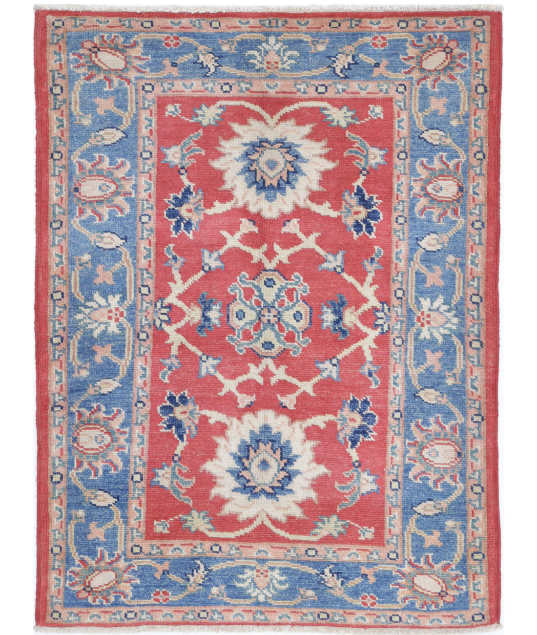 Ziegler 3'1'' X 4'2'' Hand-Knotted Wool Rug 3'1'' x 4'2'' (93 X 125) / Red / Blue