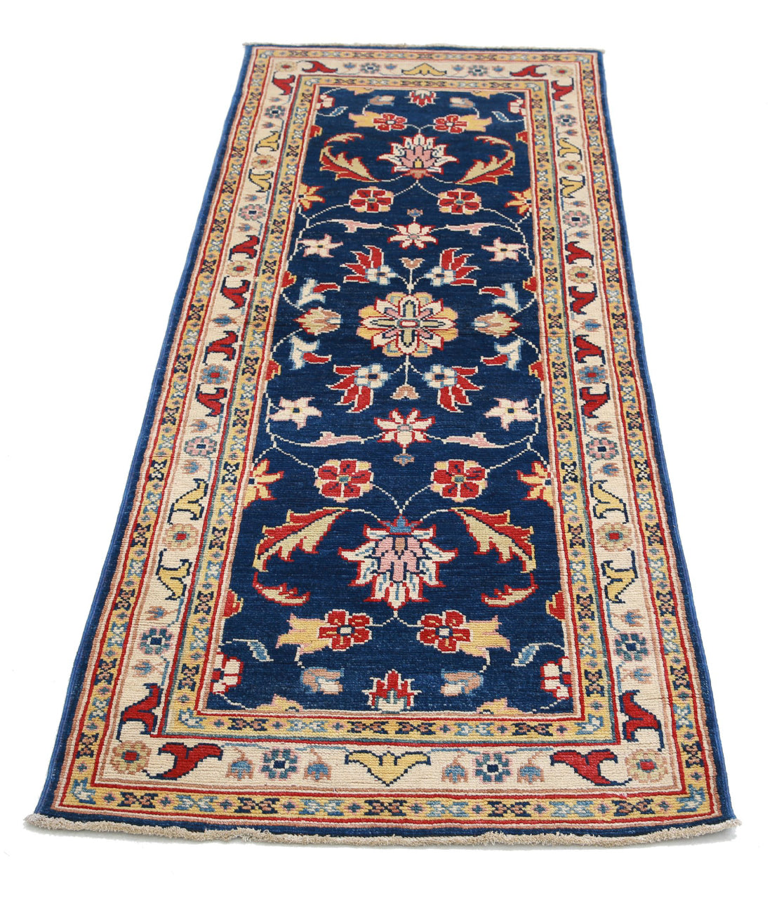 Ziegler 2'5'' X 6'6'' Hand-Knotted Wool Rug 2'5'' x 6'6'' (73 X 195) / Blue / Ivory