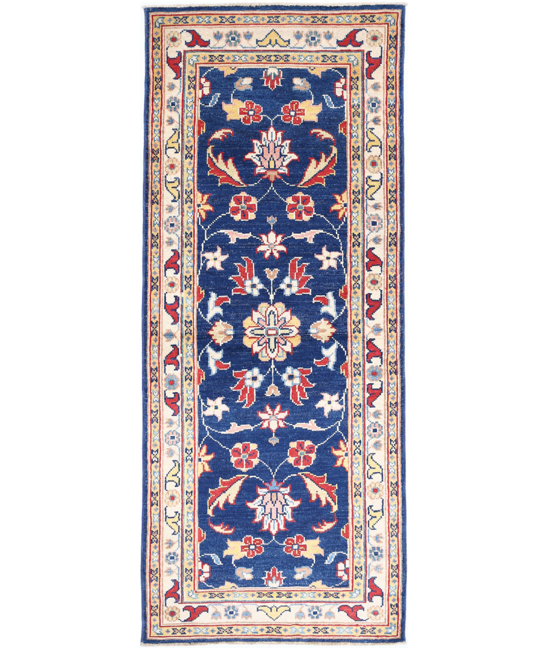 Ziegler 2'5'' X 6'6'' Hand-Knotted Wool Rug 2'5'' x 6'6'' (73 X 195) / Blue / Ivory
