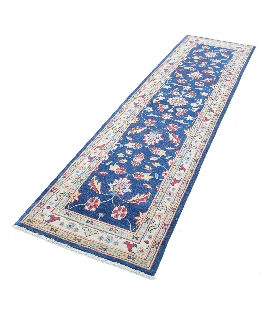 Ziegler 2'5'' X 9'5'' Hand-Knotted Wool Rug 2'5'' x 9'5'' (73 X 283) / Blue / Ivory
