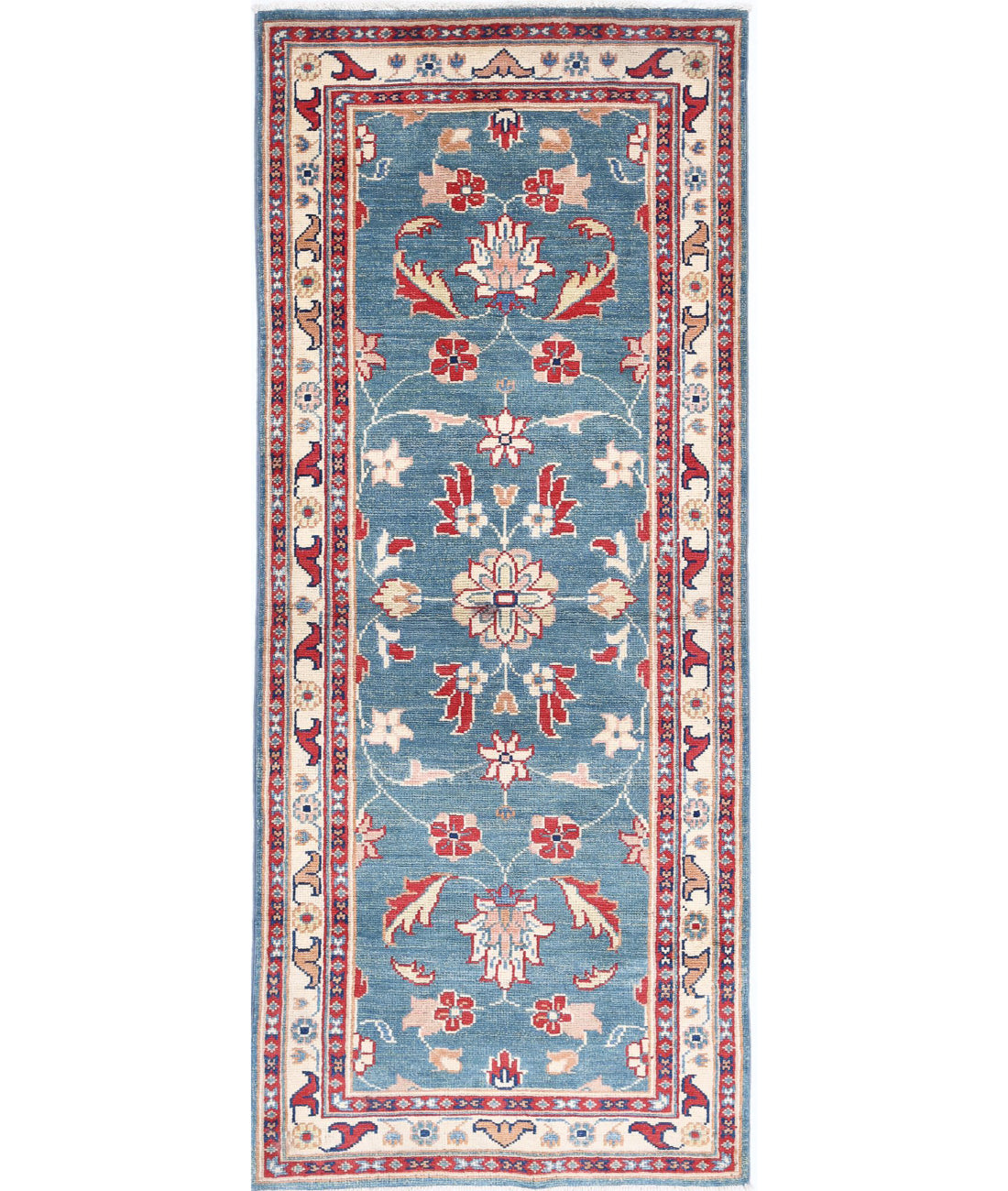 Ziegler 2'5'' X 6'5'' Hand-Knotted Wool Rug 2'5'' x 6'5'' (73 X 193) / Blue / Ivory