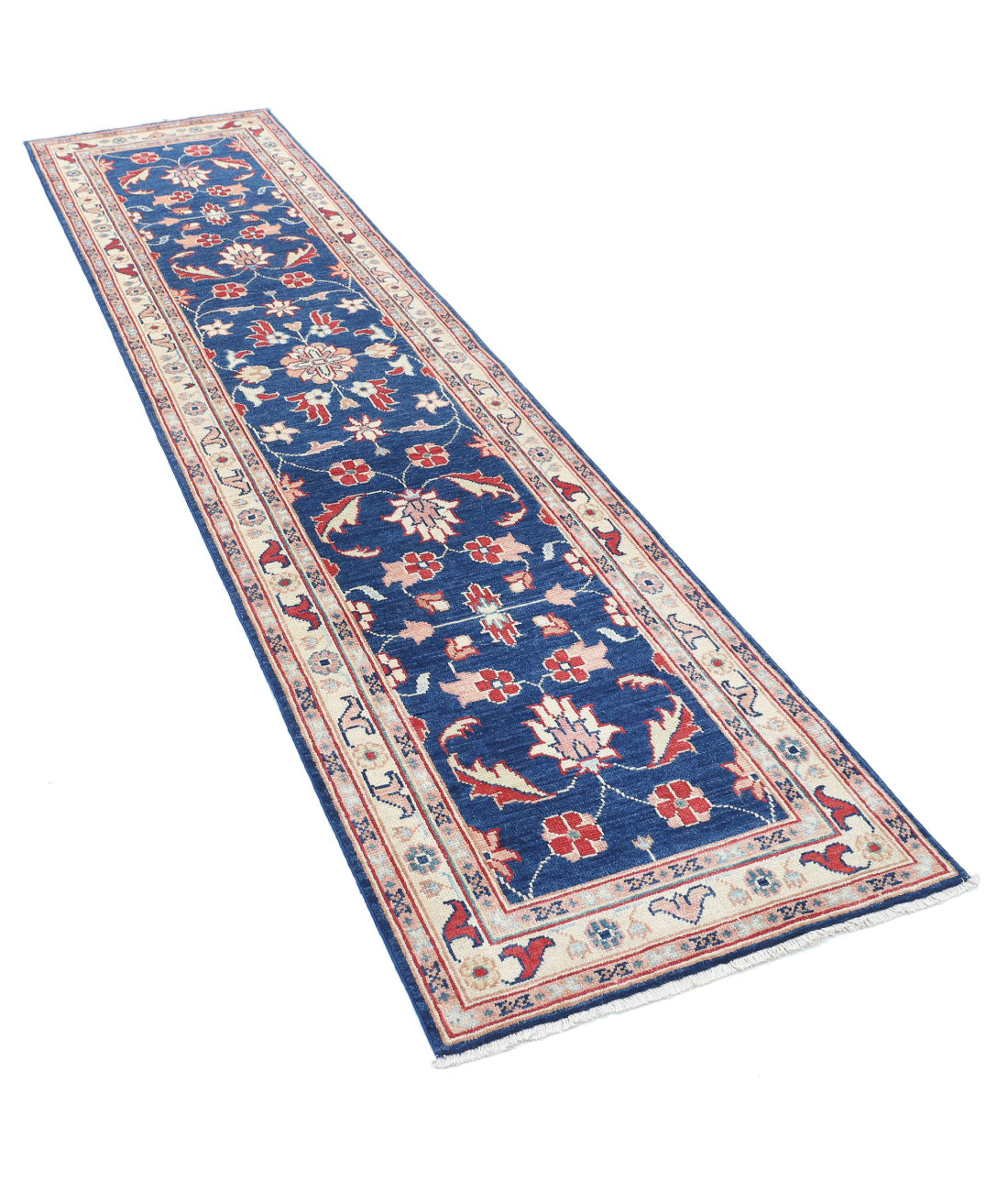 Ziegler 2'5'' X 9'10'' Hand-Knotted Wool Rug 2'5'' x 9'10'' (73 X 295) / Blue / Ivory