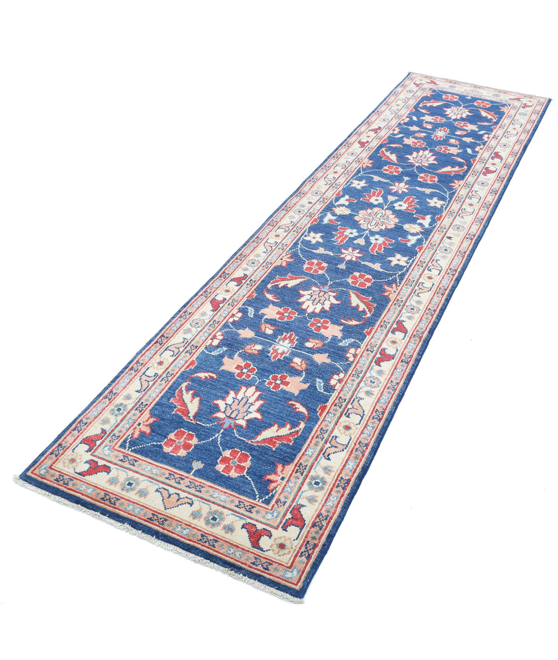 Ziegler 2'5'' X 9'10'' Hand-Knotted Wool Rug 2'5'' x 9'10'' (73 X 295) / Blue / Ivory
